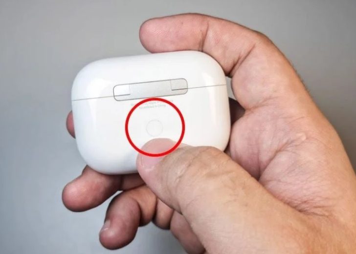 convex button below the hinge.